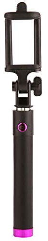 Perche à selfie avec câble télécommande pour autoportrait, perche extensible à main, rose rouge
