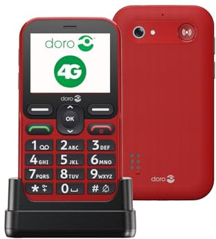 Doro Leva L10 Unlocked mobile phone for seniors - Large landscape displlay -Powerful sound - Camera - Assistancebutton with GPS location - Basic phone without Internet (Red)