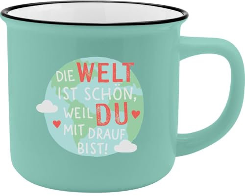 GRUSS & CO XL-Becher Motiv Welt | Lieblingsbecher aus Porzellan, Tasse mit Spruch, 55 cl, mit Geschenkbanderole | Geschenk Freundschaft, Liebe | 74183