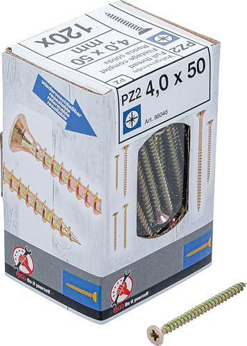 BGS Diy 88045 | Mehrzweckschrauben | Kreuzschlitz PZ2 | 4,0 x 50 mm | 120 Stück