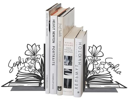 Personalisierte Blumen-Buchstützen für Regale, Einzigartige Buchstützen für Schwere Bücher, Rutschfester Buchstopper, Dekoration für Das Bücherregal Im Homeoffice, Personalisierte Geschenke.