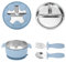 lasuroa Ensemble de 4 Assiettes pour Bébé en Acier Inoxydable, Comprenant 1 Assiette Compartimentée avec Ventouse, 1 Bol à Double Poignée, 1 Fourchette et 1 Cuillère Plateaux de Service Collations