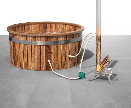 ECO POOLTECH Chauffage de piscine en bois portable Pompe à chaleur en acier inoxydable Échangeur de chaleur pour spas, baignoire, piscine, jacuzzi