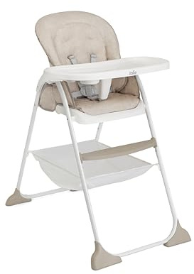 Joie mimzy™ snacker Hochstuhl 6 Monate bis 15 kg, kompakt faltbar, Einhand-Faltmechanismus, 3-fach verstellbare Rückenlehne, 5-Punkt-Gurt, Tablett mit Getränkehalter (TAUPE)