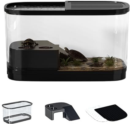 Schildkrötenbecken – Hochtransparentes Reptiliengehege, Terrarium, verhindert das Entkommen, Terrarium für Frösche, Eidechsen, Schlangen, Schildkröten, Geckos, Krabben, drinnen und draußen