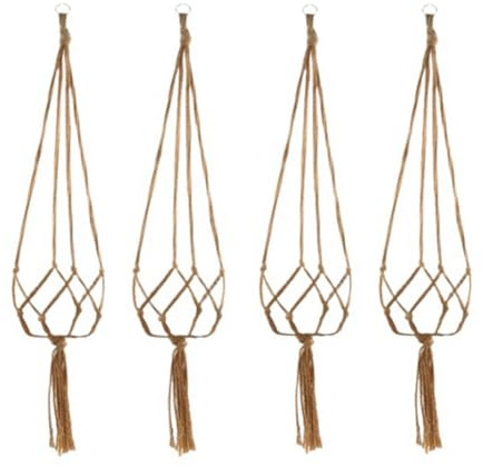 Bosiyrggrl Hanging Basket Manual Flower Pot Net Bag Braided Home Vintage Plant Sling Knotted Rope Garden Plant Hanger Pot 105cm