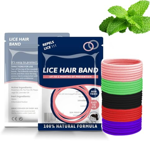 YAYNO 40 Stück Anti Laus Haargummi Mit Extra feiner Zahnkamm gegen Kopfläuse Natürlich und Wirksam hilft Läusen Vorzubeugen Haargummi Gummiband