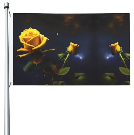 Gelbe Rosen Sternennacht, doppelseitige Flagge, 90 x 150 cm, leicht und farbecht, mit Knopflöchern, ideal für Partys im Freien und Gärten.