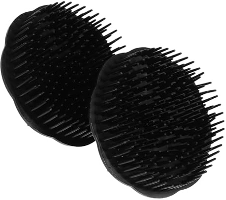 2 Stück-pack Schwarz Kopfhautmassagegerät aus Pp für Reinigung | Kompaktes Duo, Ergonomische Form, Leicht und Vielseitig Einsetzbar, Passend für Nassanwendung