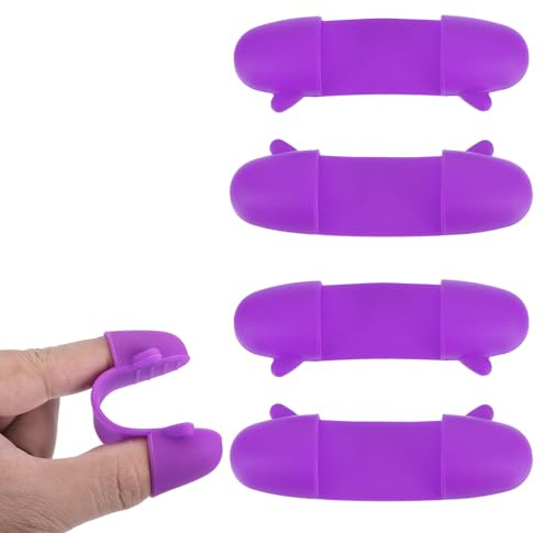 uxcell 2 juegos de guantes de horno pequeños, de 3.5 x 1 x 0.6 pulgadas, pequeños guantes de silicona, agarraderas, soportes para ollas para cocina, hornear, asar, color morado