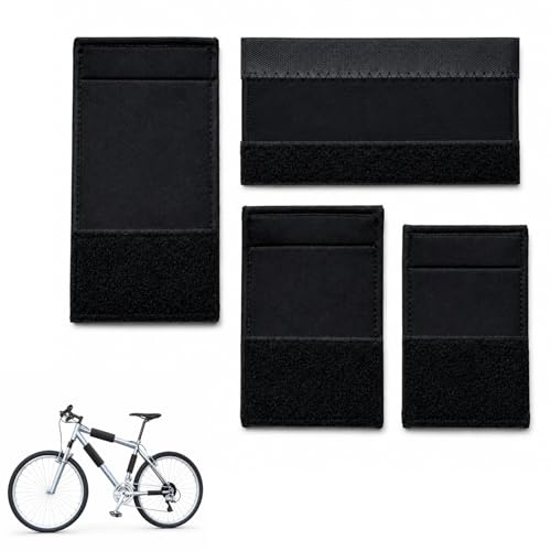 Gefaps Set di 4 protezioni per telaio in neoprene, per mountain bike, bici da corsa e telaio in carbonio, impermeabile, lavabile, con chiusura in , ideale per trasporto, fuoristrada e ciclismo