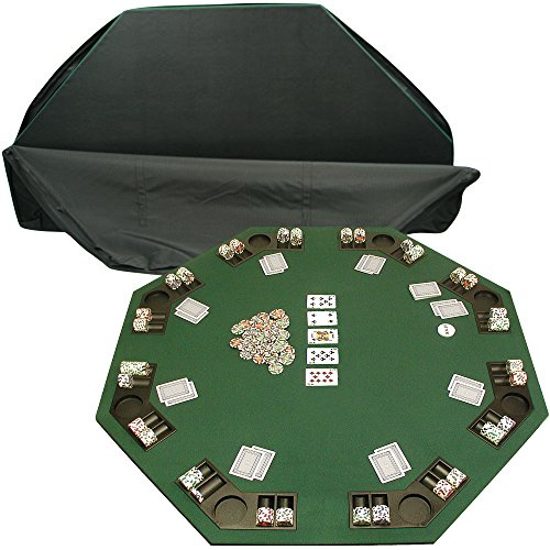 Poker Table Top with Carry Case - 48-inch Foldable Card Mat for Texas Hold’em, Blackjack, and More - Seats up to 8 Players by Trademark Poker (Green)