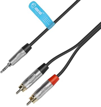 Adam Hall Cables 4 STAR YWCC 0600 - Y-Kabel, Rean 2x Cinch auf 3,5mm Miniklinkenstecker stereo, schwarz, 6m