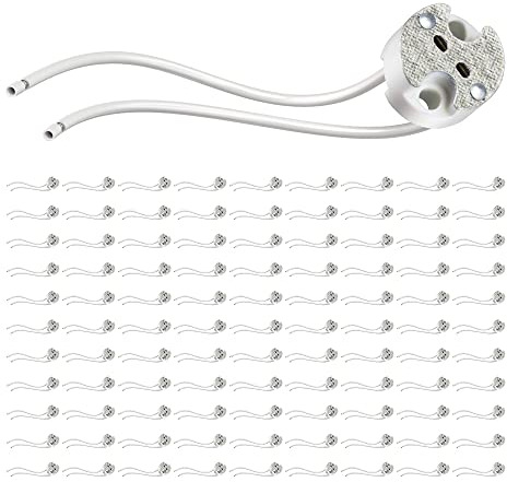 ledscom.de 100 Stück GU5.3/G4 Fassung, Keramik, weiß, 12V AC, max. 25W