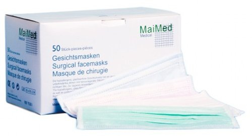 Mundschutz aus 3-lagigem Vliesstoff mit weichen, gepolsterten beidseitigen Elastikband, 50 Stück (Grün)