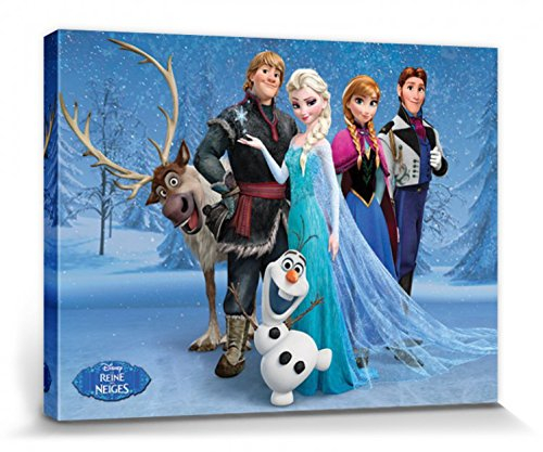 1art1 Die Eiskönigin Poster Anna, ELSA, Kristoff, Olaf, Sven Und Hans Bilder Leinwand-Bild Auf Keilrahmen | XXL-Wandbild Poster Kunstdruck Als Leinwandbild 80x60 cm