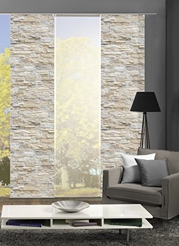 wohnfuehlidee 3er-Set Flächenvorhang, Deko Blickdicht, Franzi, Höhe 245 cm, 2X Dessin wollweiß / 1x Uni weiß halbtransparent