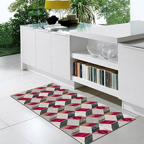 Vilber Gran Chef Cubik Alfombra, Vinilo, Rojo, 50x140x0.2cm