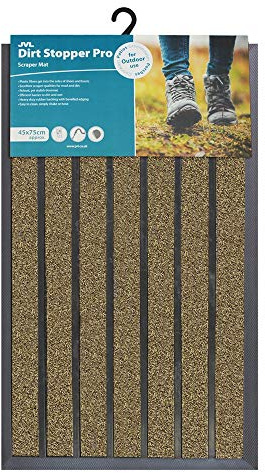JVL Dirt Stopper Pro Rectangular Scraper Entrance Door Mat, Beige