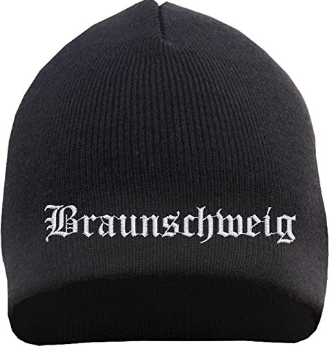 HB_Druck Braunschweig Beanie Mütze - Altdeutsch - Bestickt - Strickmütze Wintermütze Einheitsgröße Schwarz
