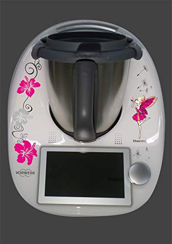 Aufkleber passend für Thermomix TM 6 Hibiskus Fee pink