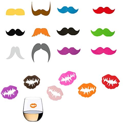 YAVO-EU 18 pcs Marqueurs Verre Silicone en Vin Mark Lèvres Et Barbe à Vin Boisson Accessoire