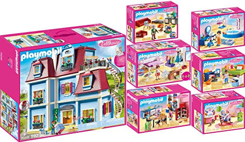 geobra Brandstätter PLAYMOBIL® Puppenhaus 7er Set - Rosa, Anime Realistisch, Kunststoff, Maßstab 1:12, geeignet für alle Altersgruppen ab 3 Jahren