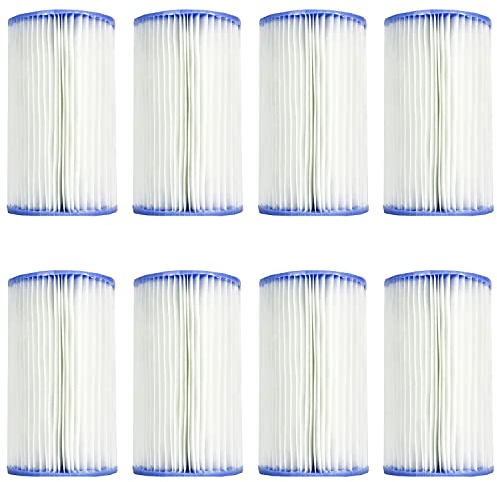 Intex Lot de 8 cartouches de filtre de rechange plissées de type B pour pompe de piscine 633T, 634T, 634RC, CS8111 et CS8221/CS8231