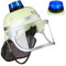 Relaxdays 10029923 Feuerwehrhelm Kinder, mit Blaulicht, Visier, Nackentuch & Kinnriemen, verstellbar, Feuerwehrmann Helm, gelb