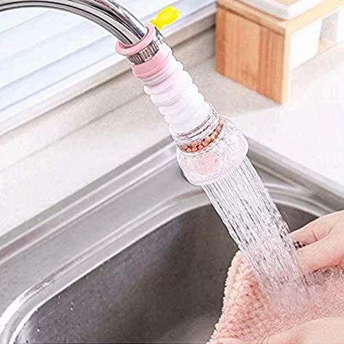 3 Stück Wasserhahn Küche, 360° Drehbar Küchenarmatur, Spültischbatterie mit rheinwing Wasserhahn - Beschleuniger-Filter Geeignet für Spültischarmatur und mischbatterien für küche, Rosa