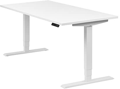 boho office® höhenverstellbarer Schreibtisch 160 x 80 cm - Elektrisch stufenlos, 2 Motoren, 3-Fach Teleskop, Memoryfunktion, inkl. Wireless Charger - Homedesk Weiß inkl. Tischplatte in Weiß