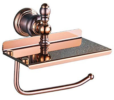 Assiavree Toilettenrollenhalter Wand befestigte Messing Rose Gold Paper Box Papierhalter Toilettenpapierhalter Regal Tissue Box Zubehör for das Badezimmer Klopapierhalterung