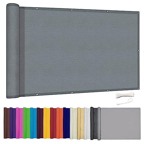 Lingle888 Balkon Sichtschutz PB2 PES blickdichte Balkonumspannung mit Ösen und Kabelbinder 8 Tage geliefert - in div.20 Größen & 14 Farben 420D(Grau,0.7x7m)