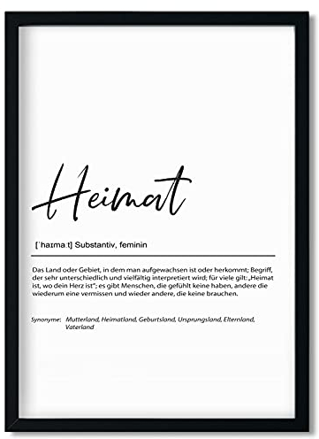 Urhome Kunstdruck Definition Heimat ohne Bilderrahmen in DIN A4 - Worterklärung wie im Duden Lexikon Wandbild Wanddeko mit Spruch für Wohnung Familie Freunde Geschenk