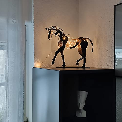 BLOOOK Pferde Deko Statue Pferd Metall Dreidimensionale Durchbrochene Adonis Pferd Skulptur Ornamente,Pferdeskulptur aus Metall im antiken Stil,Rustikale stehende Pferdestatue