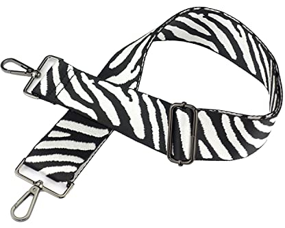 Naehgedoens Jacquard-gewebter Taschengurt | Zebra-Muster Schwarz Weiß | verstellbar | Taschen-Riemen zum Wechseln | Wechselgurt | Wechselriemen | Kamaragurt