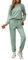 REORIA Damen Tracksuit Langarm Rundhalsausschnitt Einfarbig Zweiteiler Outfit Hoodie Jogger Trainingsanzug Set Sweatshirt & Jogginghose Grün Grau L