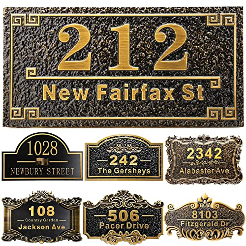 Placca personalizzata per l'indirizzo della casa 12 numeri fusi per l'esterno Nome della strada personalizzato Indirizzo segno piastra vintage per la cassetta postale porta camera classica parete