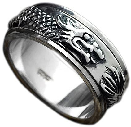Myshiwu Dragon Spinner Ring 925 Sterling Silber Dragon Elements Ring für Herren (Größe 65)