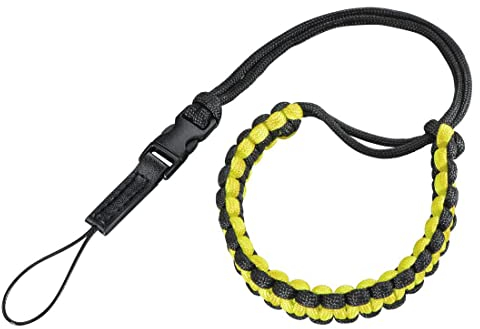 Hama Camera Wrist Strap (Camera Strap with Quick Release, Wrist Strap, Carrying Strap, 20 cm Length, Nylon, Universal Hand Strap for Compact Camera and System Camera, Retro) Black/Yellow