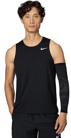 Nike Men's Miler Dri-Fit Running Tank, Black/Reflective Silver, Medium