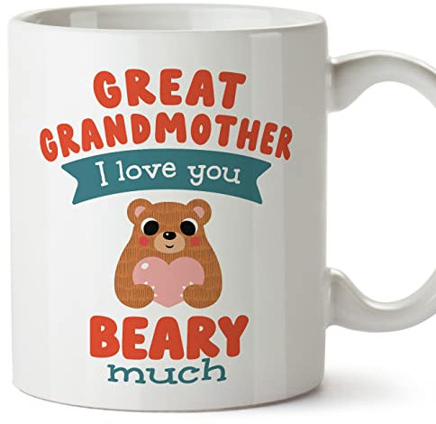 MUGFFINS Great Grandmother/Great Grandma Mug - in English - Love You Beary Much - Funny Gift - Ceramic 11oz Mug