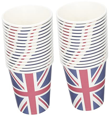 CLISPEED 32 Pcs Drapeau Britannique Tasse en Papier Tasse À Café Ornement Portable Tasse Union Jack Gobelets en Papier Union Jack Drapeau Chaud Froid Boisson Tasse À Boire Jetable Tasses À