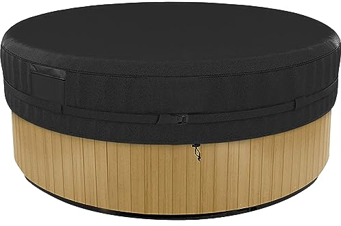 AXPQHL Runde Whirlpool-Abdeckung, Anti-UV-Außen-SPA-Abdeckungen,SPA-Whirlpoolabdeckungen Staubabdeckung Swimmingpool Staubschutzabdeckung Wasserdicht Schwarz(190 * 30 cm)