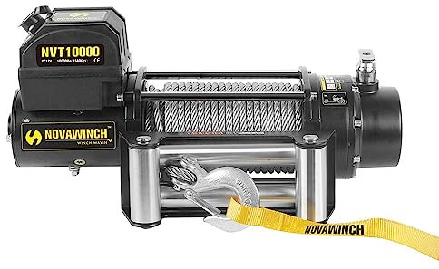NovaWinch NVT10000SR Elektrische Seilwinde 12V - 4536kg / 10000 lbs Motorwinde 4500W - LKW, SUV, Offroad 4x4-26m Synthetikseil mit Haken