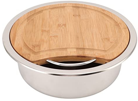 Bol D'évier Rond Pour Camping-car, Otufan 360x120mm/14.17x4.72 Évier En Acier Inoxydable 304 De Grande Capacité Avec Bloc à Découper En Bois Adapté Aux Yachts De Bateau De Camping-car