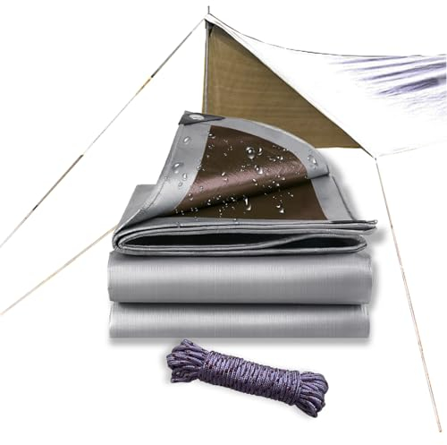 Jianyana Lona Exterior Impermeable, 180g/m² Lona de Protección con Ojales Toldo Reforzado Protección contra UV, para Terrazas Muebles Jardín Piscina Coche Marrón