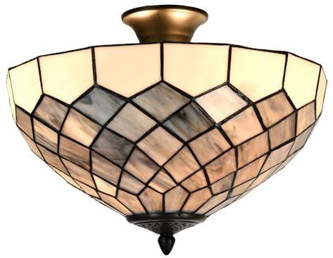 Clayre & Eef Deckenlampe Tiffany Ø 41x24 cm Grau Glas Tiffany Lampen