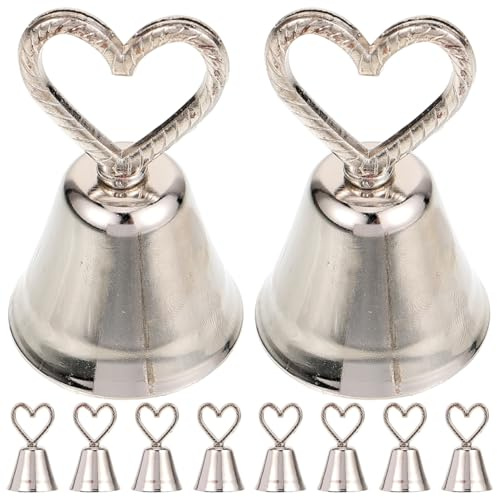 Abaodam 20 Stück Hochzeitsglocken Vintage Rahmen Handwerk Hängen Küssen Glocke Weihnachten Hochzeit Zahlenhalter Foto Clips für Bilder Fotohalter zu meinem Ehemann Metall Handheld Tisch Büro