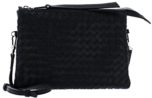 Abro Leather Piuma Weaving Crossbody Bag Threefold Black/Nickel
